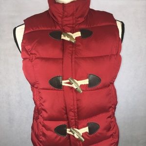 Arizona Jeans Red Puffer Vest Small With Toggles
